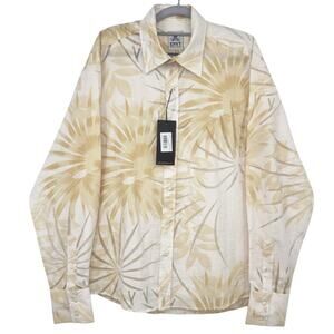 NWT Envy Evolution Mens Long Sleeve Casual Button-Up Shirt L Palm Print Tropical